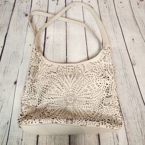 The Sak Cream Huntley Leather Perforated Shoulder Bag